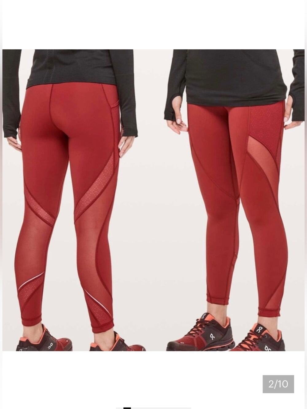 Lululemon Run Smoothly Crop Size 10 Red Rust